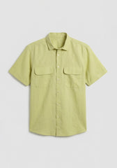 Camicia mezza manica misto lino|Colore:Verde acido