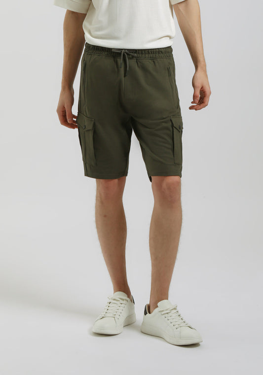 Bermuda cargo in felpa|Colore:Verde