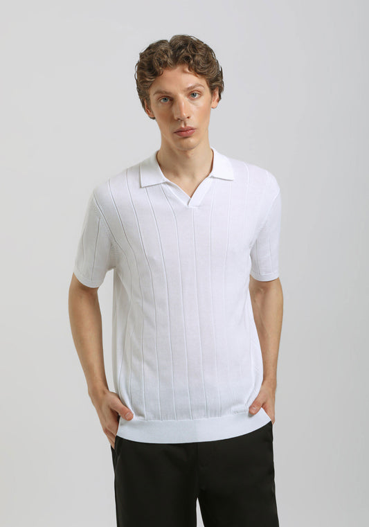 Polo in maglia a coste|Colore:Bianco