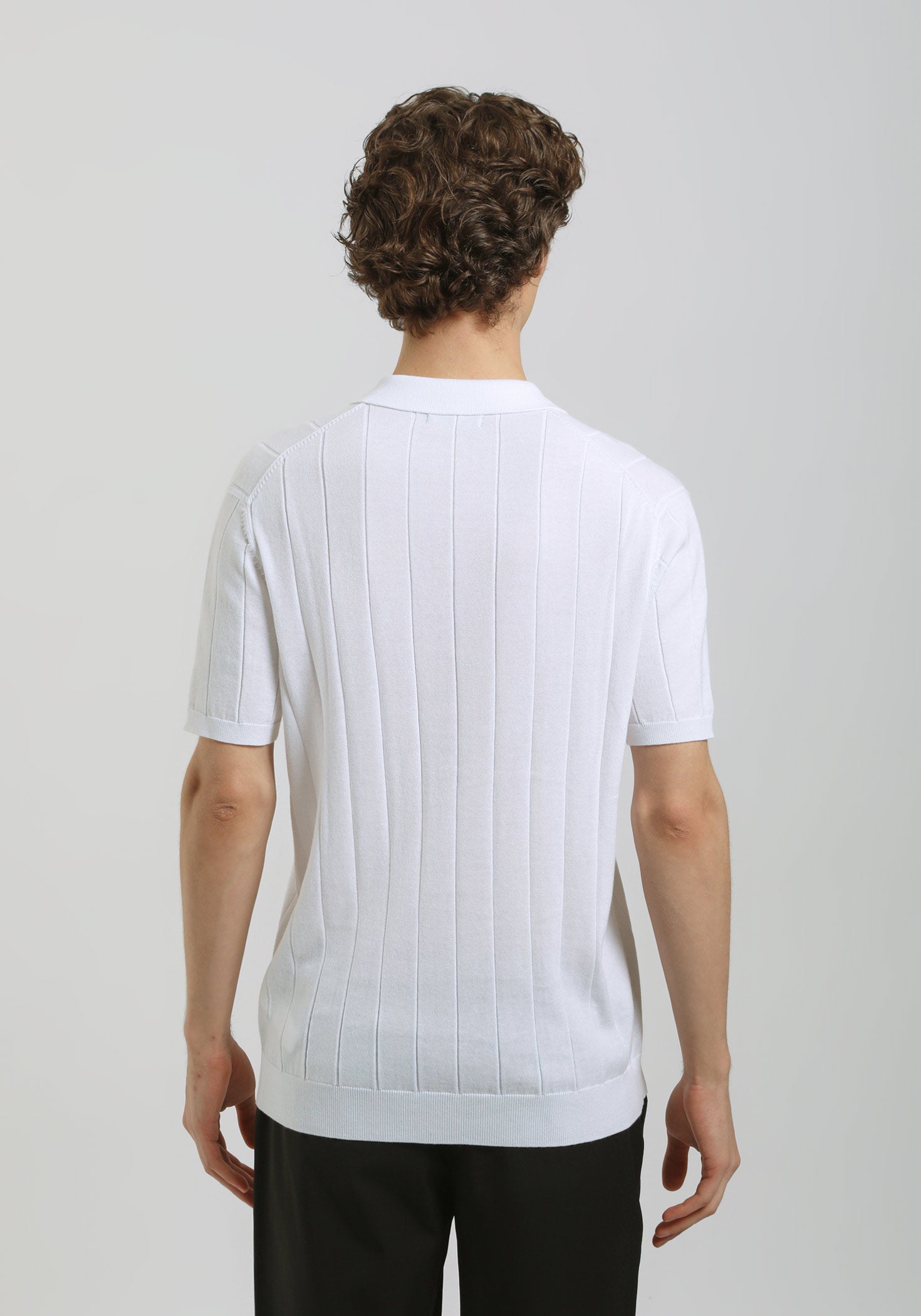 Polo in maglia a coste|Colore:Bianco