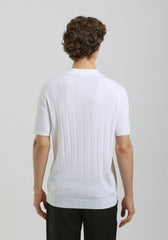 Polo in maglia a coste|Colore:Bianco