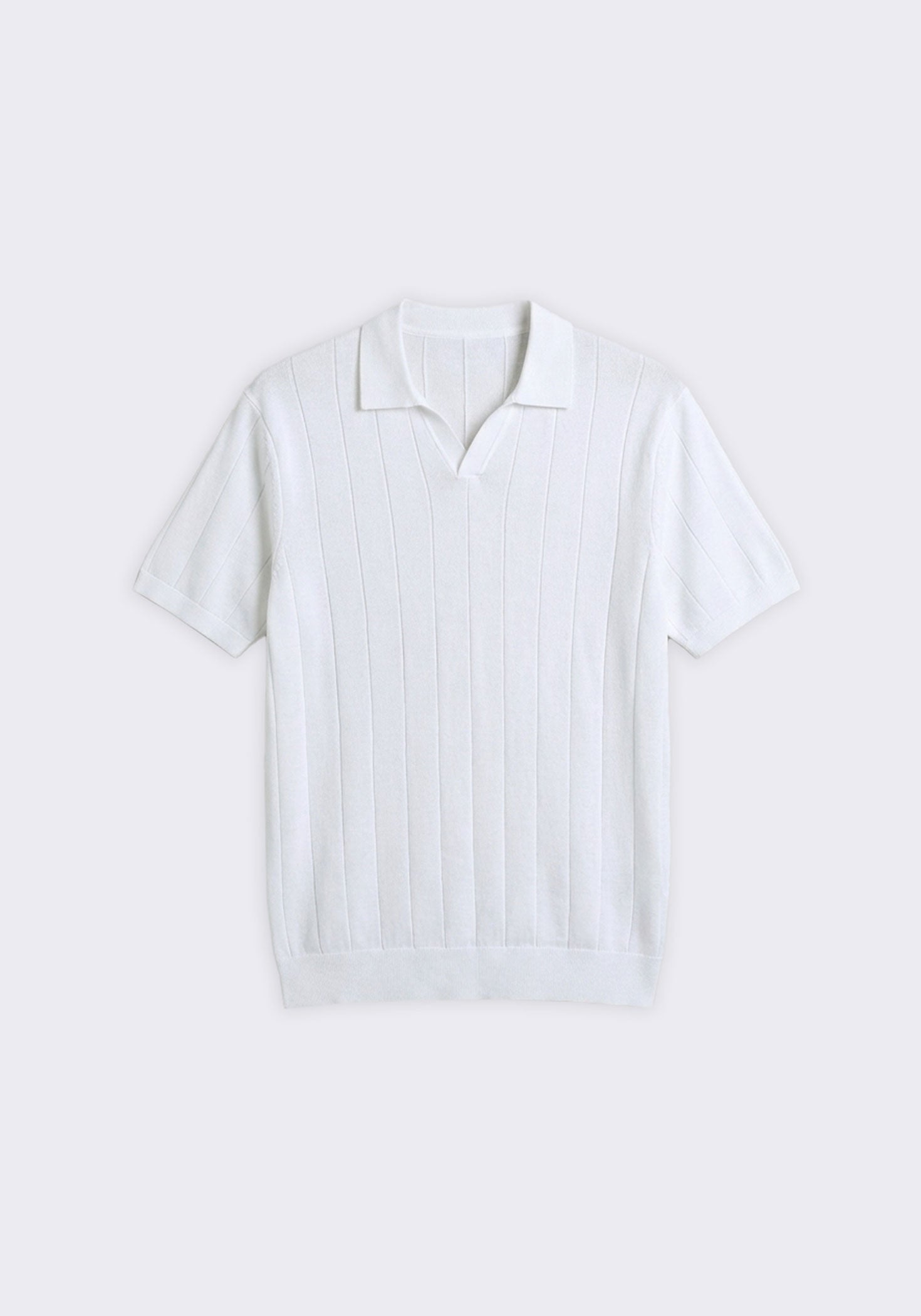 Polo in maglia a coste|Colore:Bianco