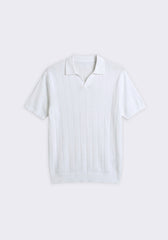 Polo in maglia a coste|Colore:Bianco
