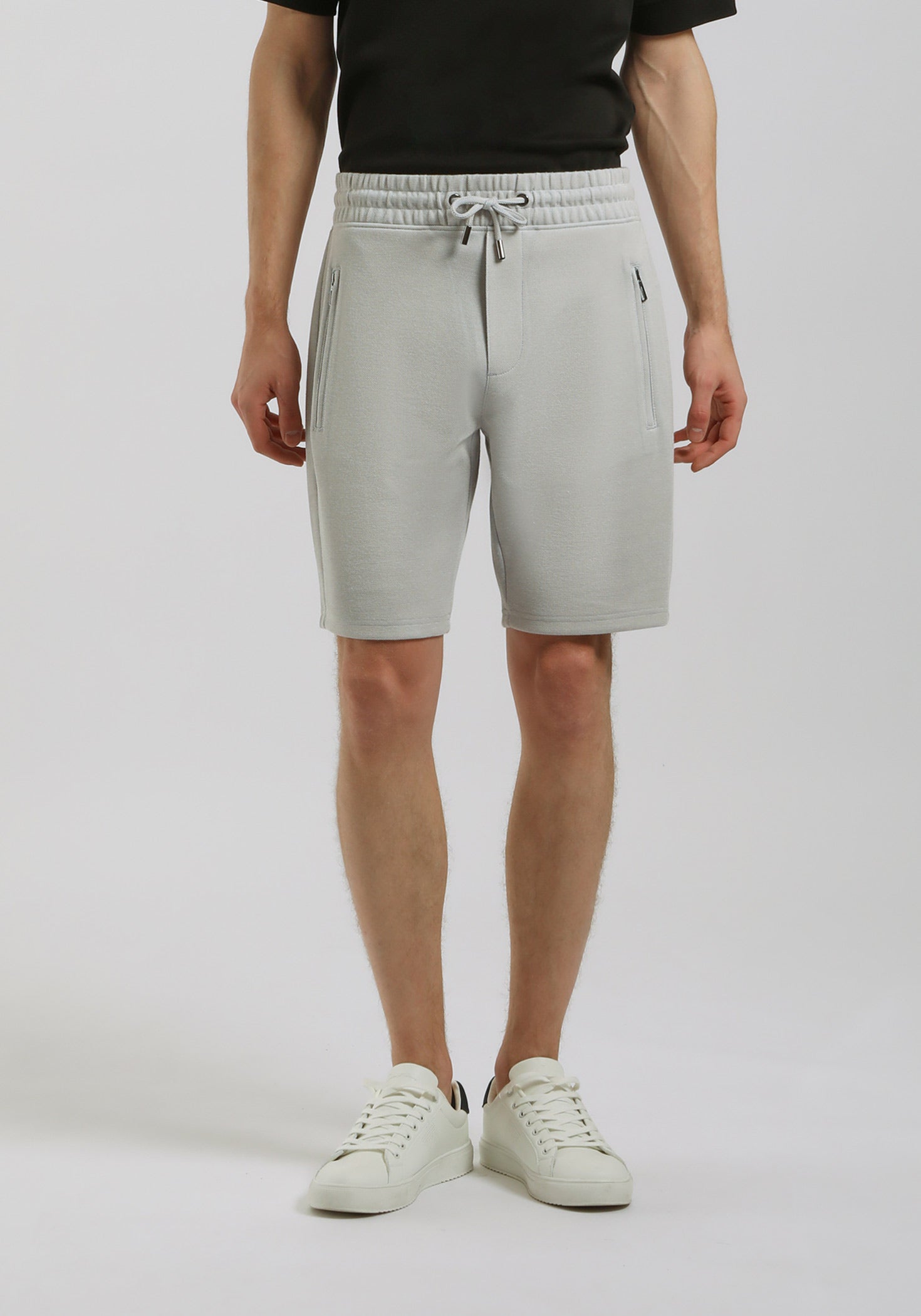 Bermuda in felpa con trama|Colore:Grigio chiaro melange