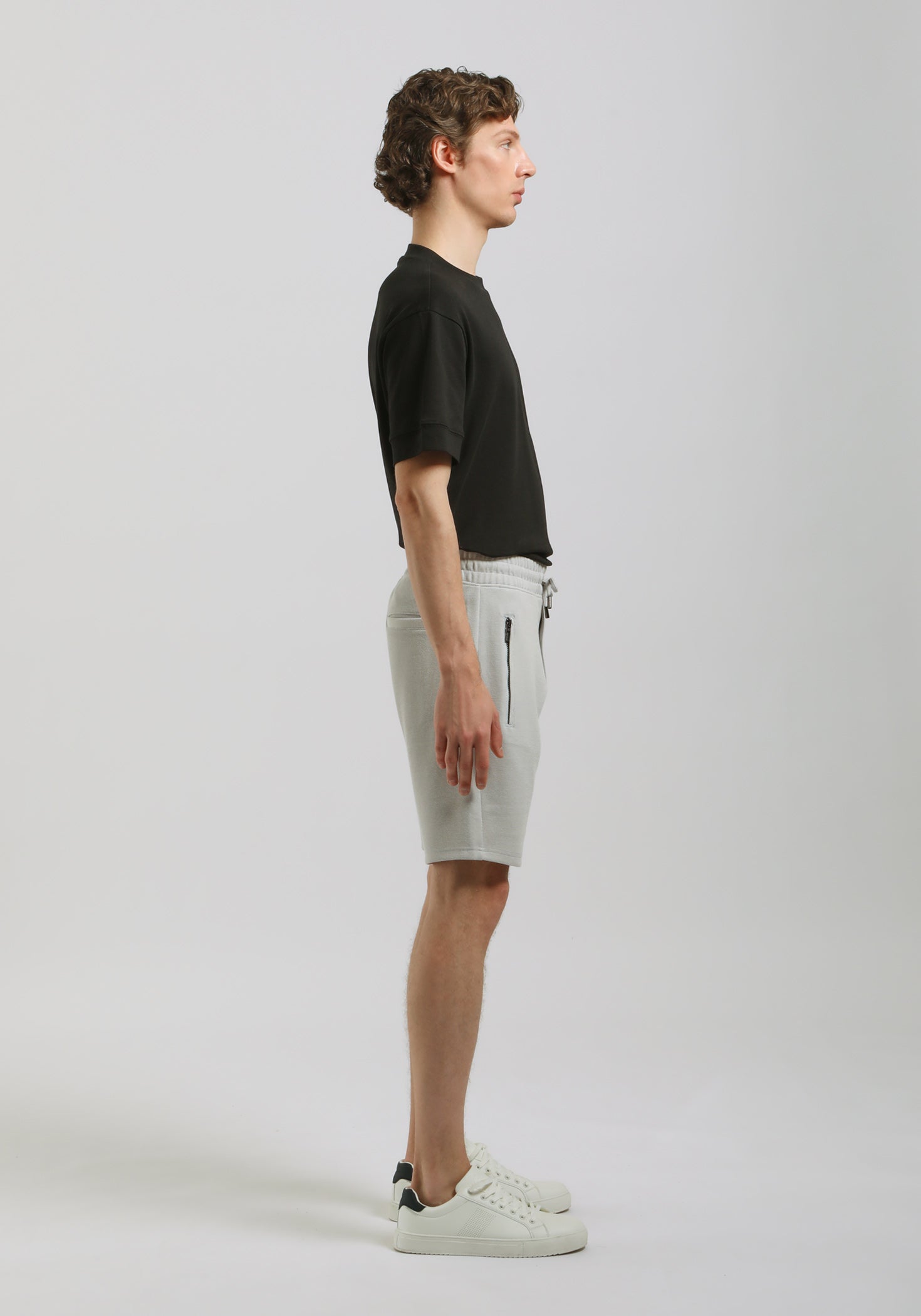 Bermuda in felpa con trama|Colore:Grigio chiaro melange