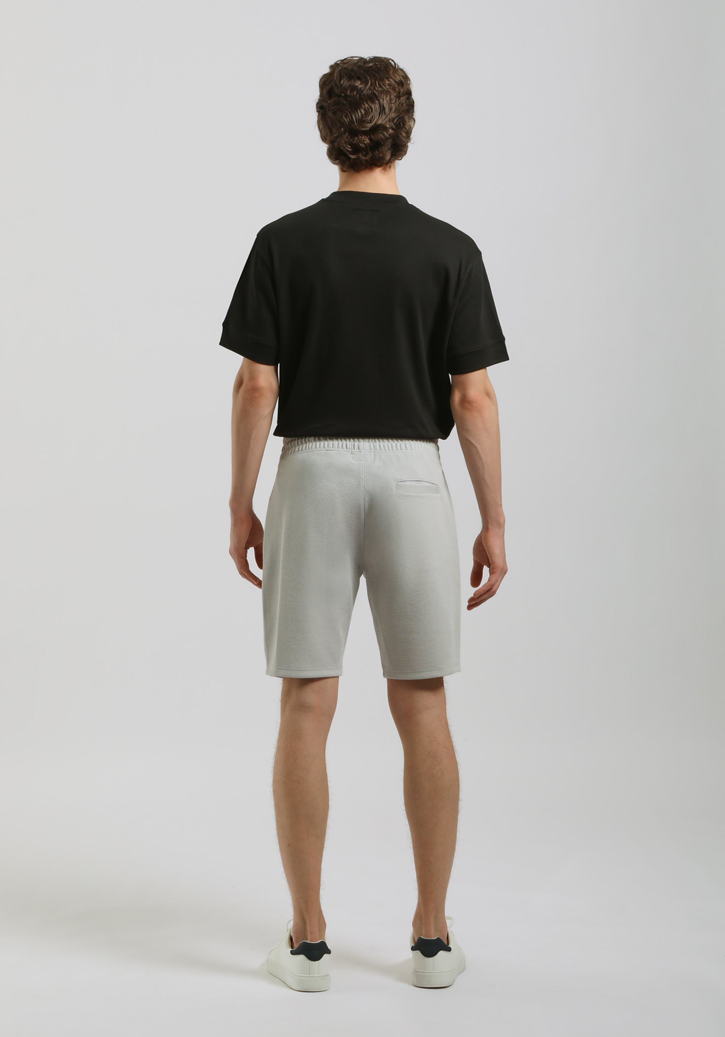 Bermuda in felpa con trama|Colore:Grigio chiaro melange