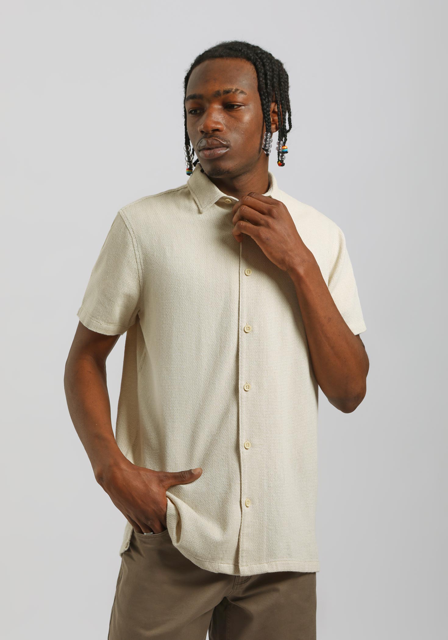 Camicia mezza manica misto cotone|Colore:Beige