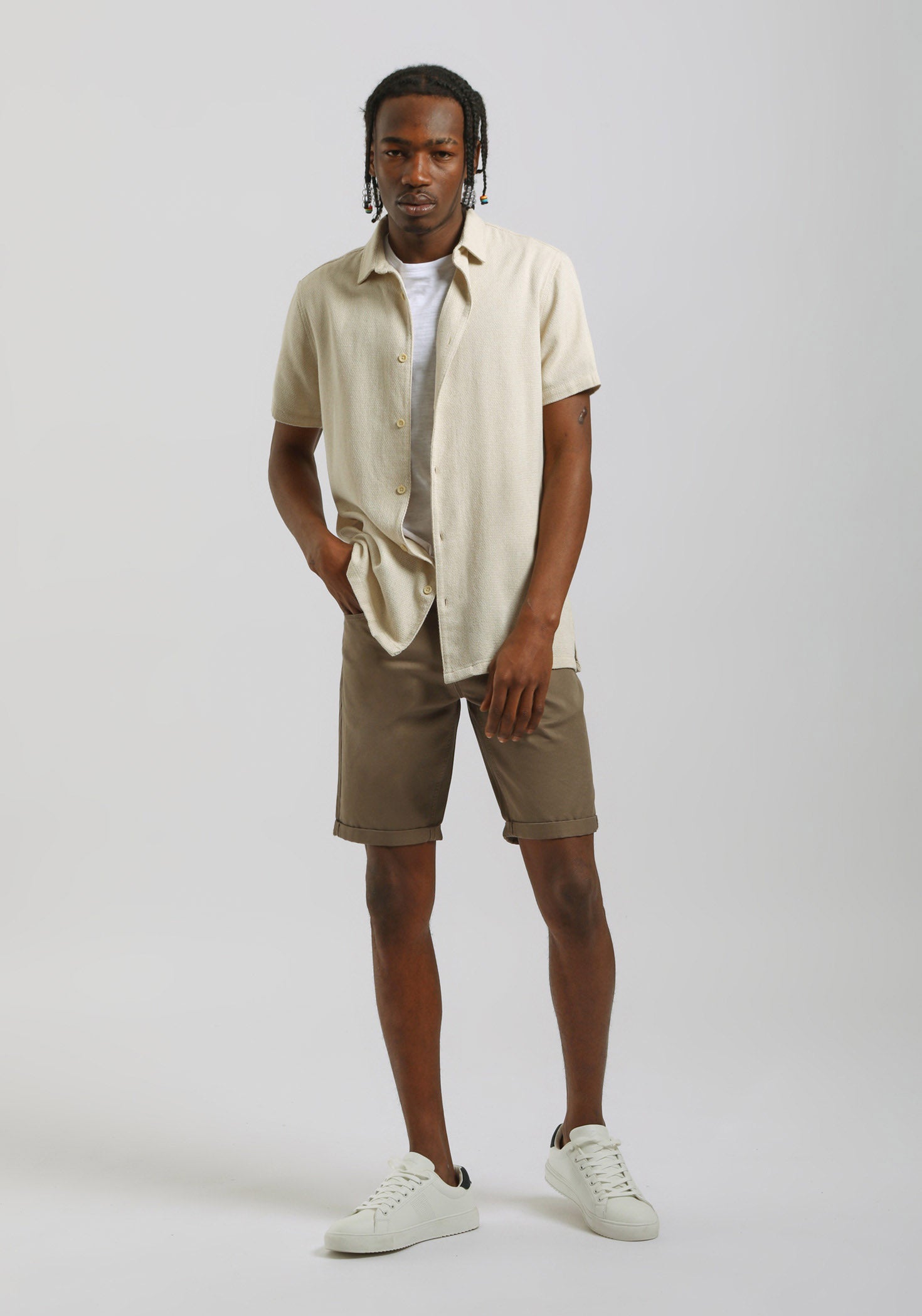 Camicia mezza manica misto cotone|Colore:Beige