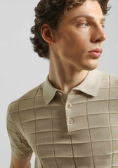 Polo in maglia a coste|Colore:Beige