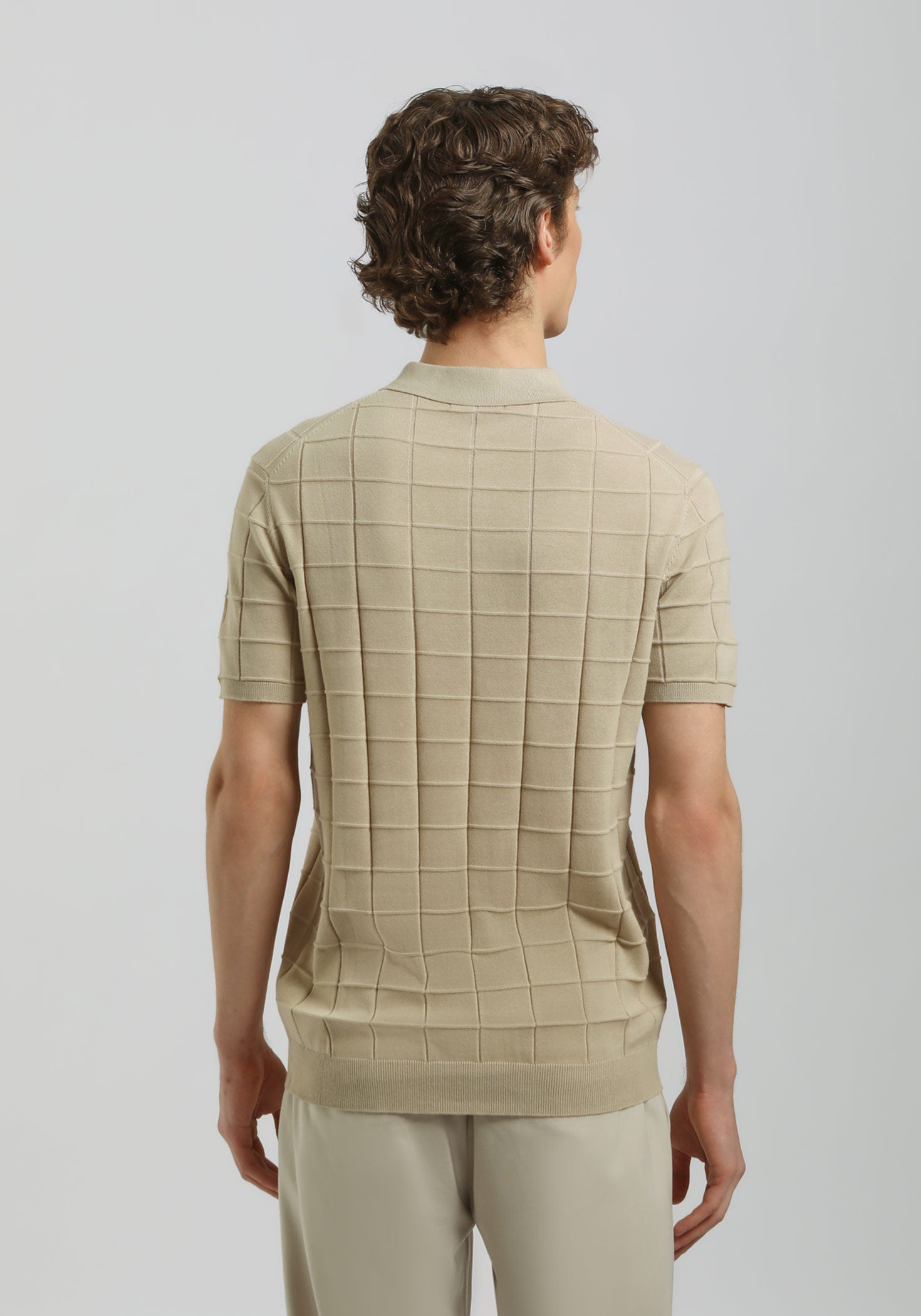 Polo in maglia a coste|Colore:Beige