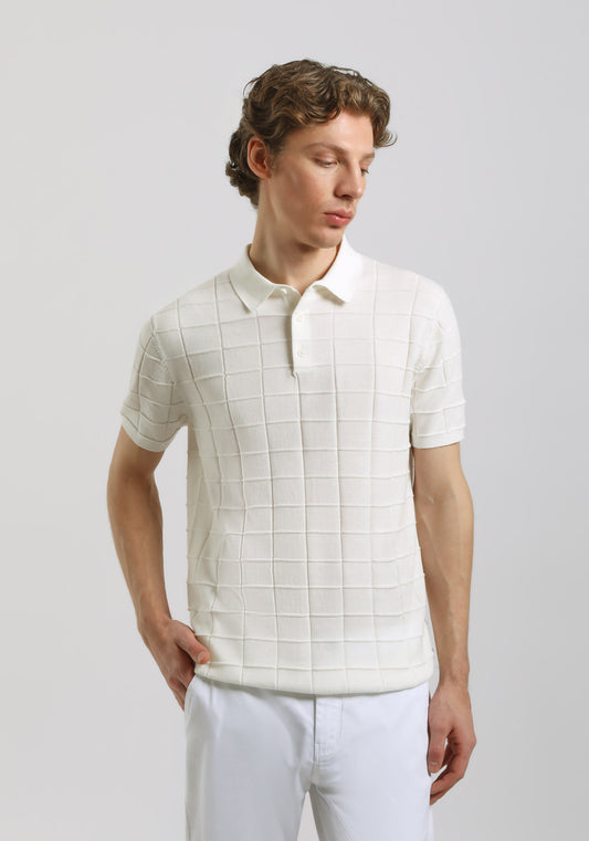 Polo in maglia a coste|Colore:Off white