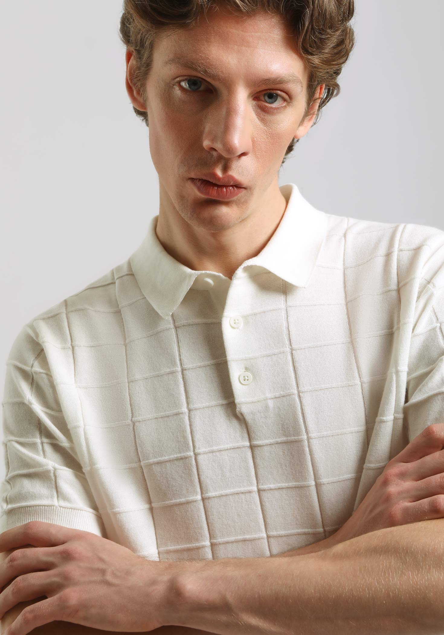 Polo in maglia a coste|Colore:Off white