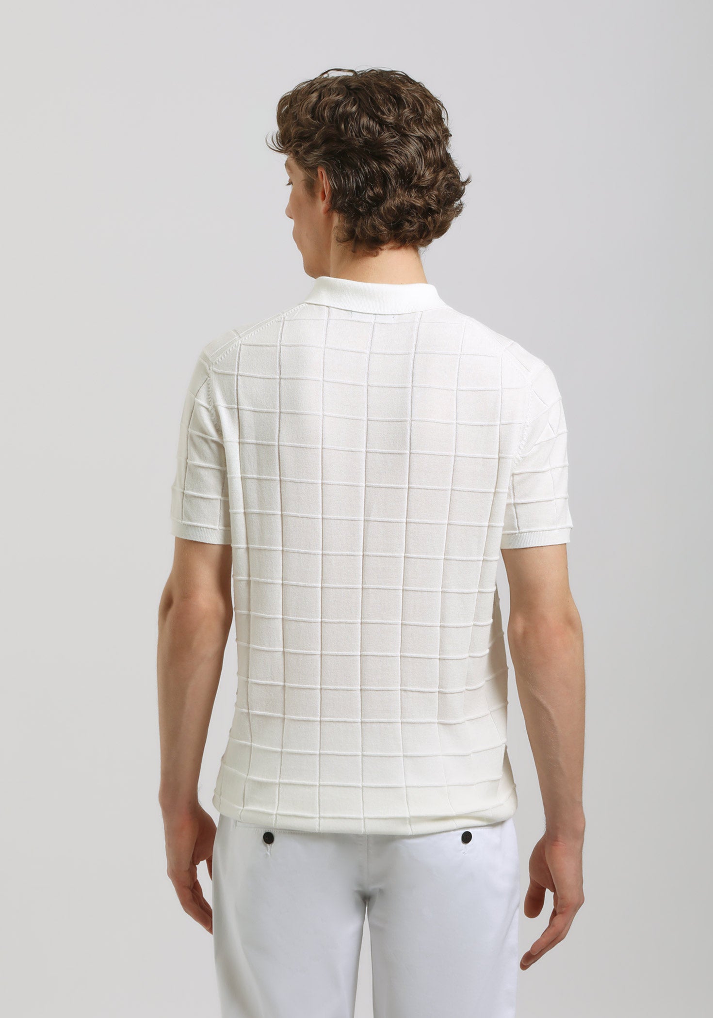 Polo in maglia a coste|Colore:Off white