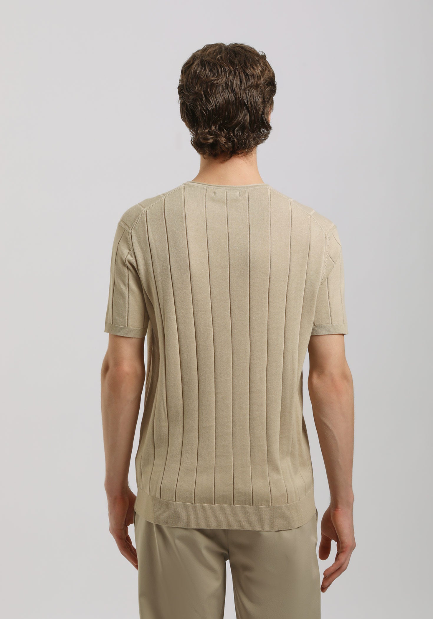T-shirt in maglia a coste|Colore:Beige