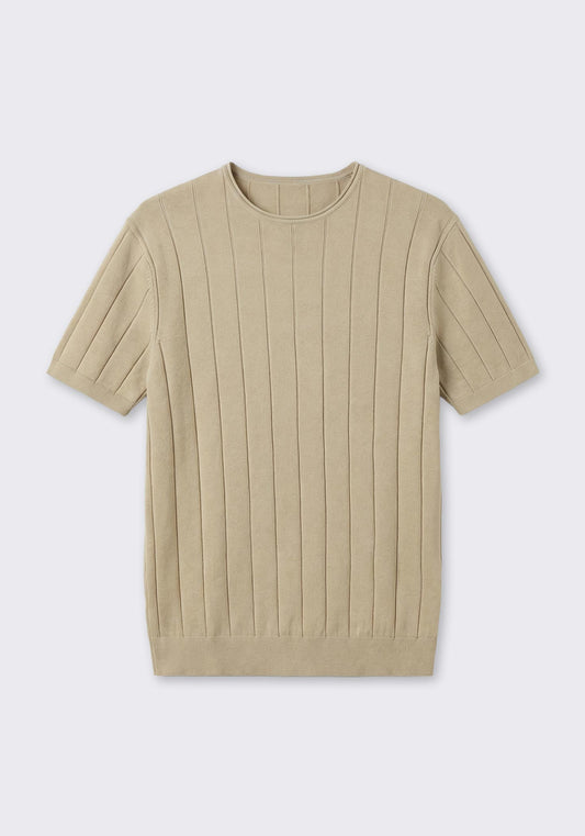 T-shirt in maglia a coste|Colore:Beige