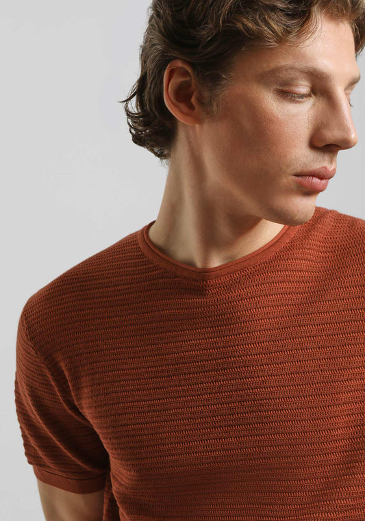 T-shirt in maglia forata|Colore:Rame