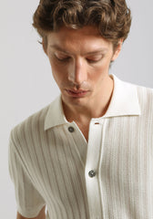 Cardigan polo in maglia|Colore:Off white