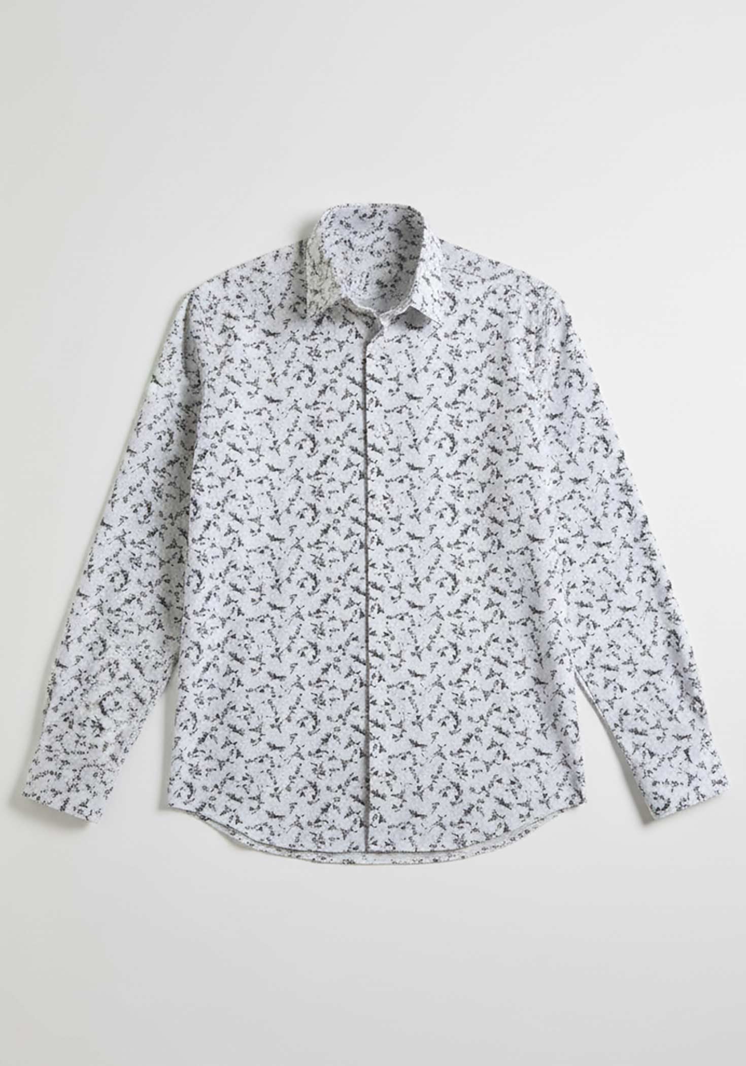 Camicia manica lunga con fantasia|Colore:Bianco