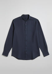 Camicia 100% lino con collo coreano|Colore:Blue