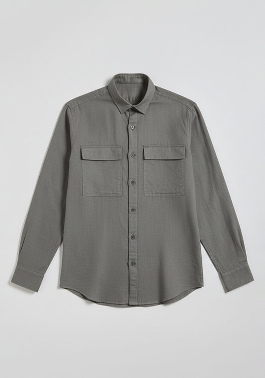 Camicia misto lino con tasconi|Colore:Grigio