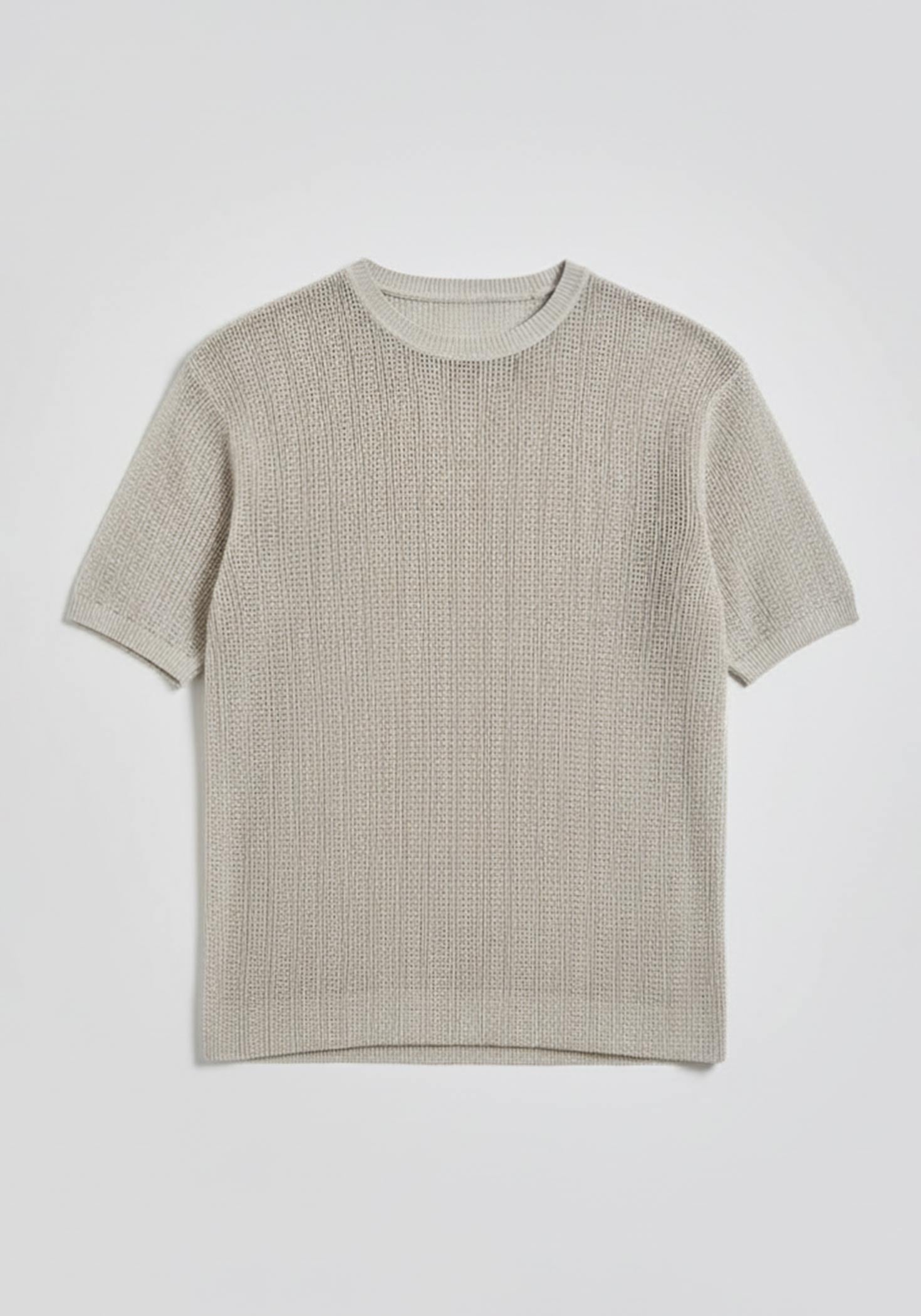T-shirt in maglia forata|Colore:Beige melange
