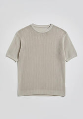 T-shirt in maglia forata|Colore:Beige melange