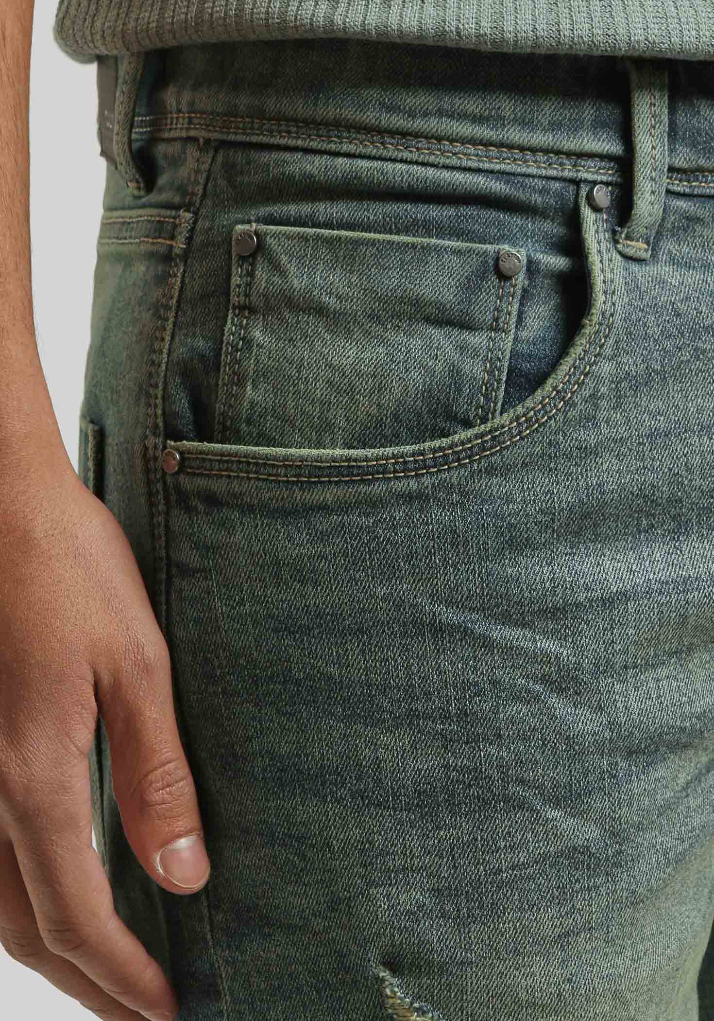 Bermuda di jeans slim fit effetto sabbia|Colore:Jeans
