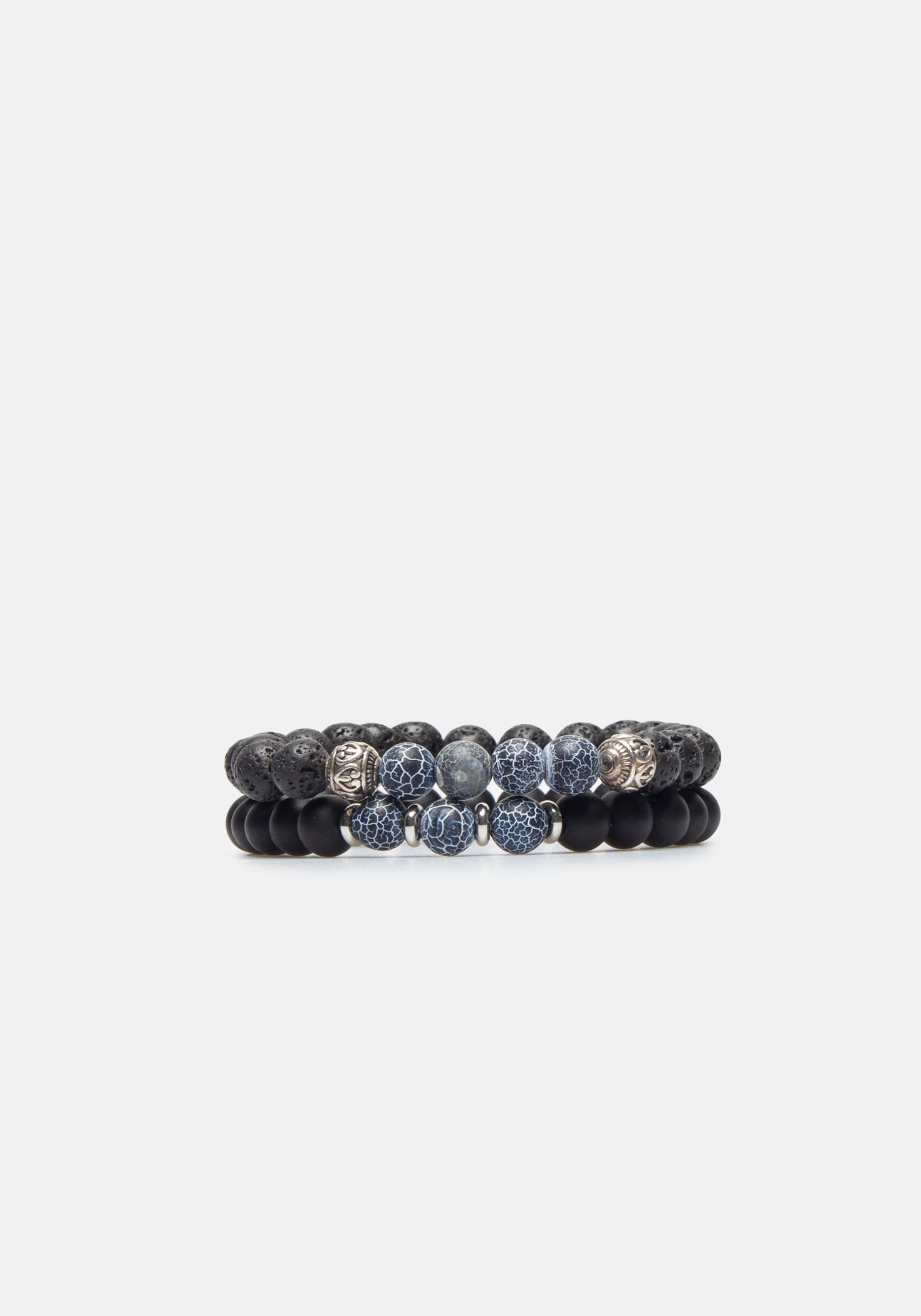Set di bracciali in pietra|Colore:Nero
