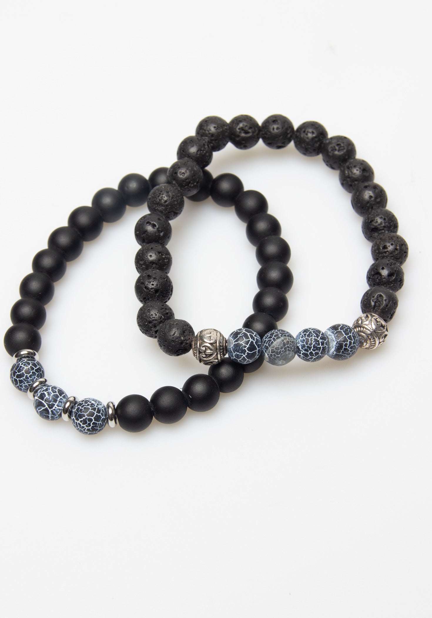 Set di bracciali in pietra|Colore:Nero