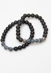 Set di bracciali in pietra|Colore:Nero