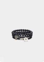 Set di bracciali in pietra|Colore:Nero