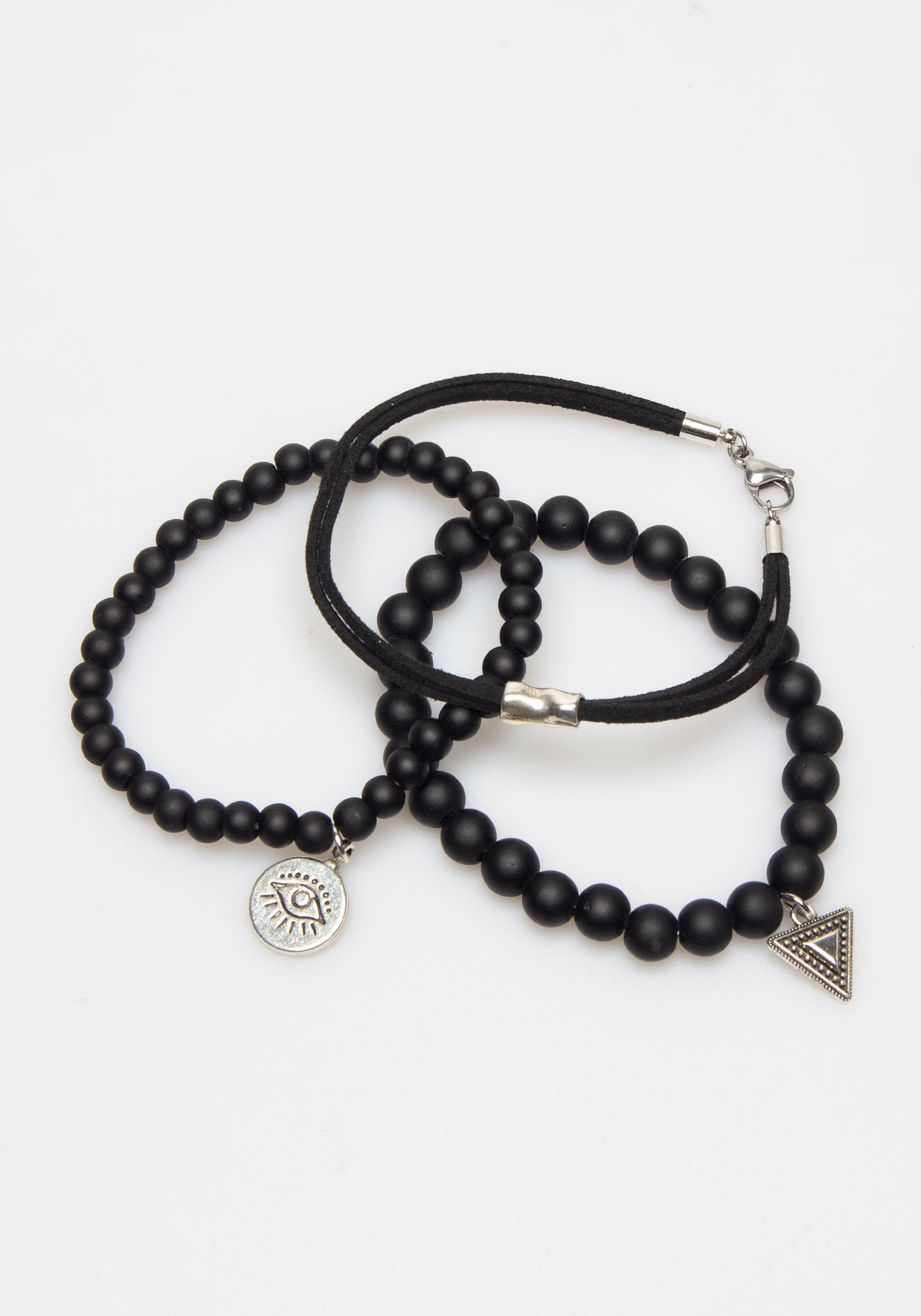 Set di bracciali in pietra|Colore:Nero