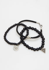 Set di bracciali in pietra|Colore:Nero