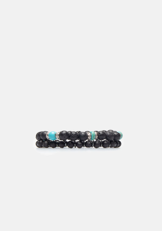 Set di bracciali in pietra|Colore:Nero