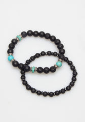 Set di bracciali in pietra|Colore:Nero