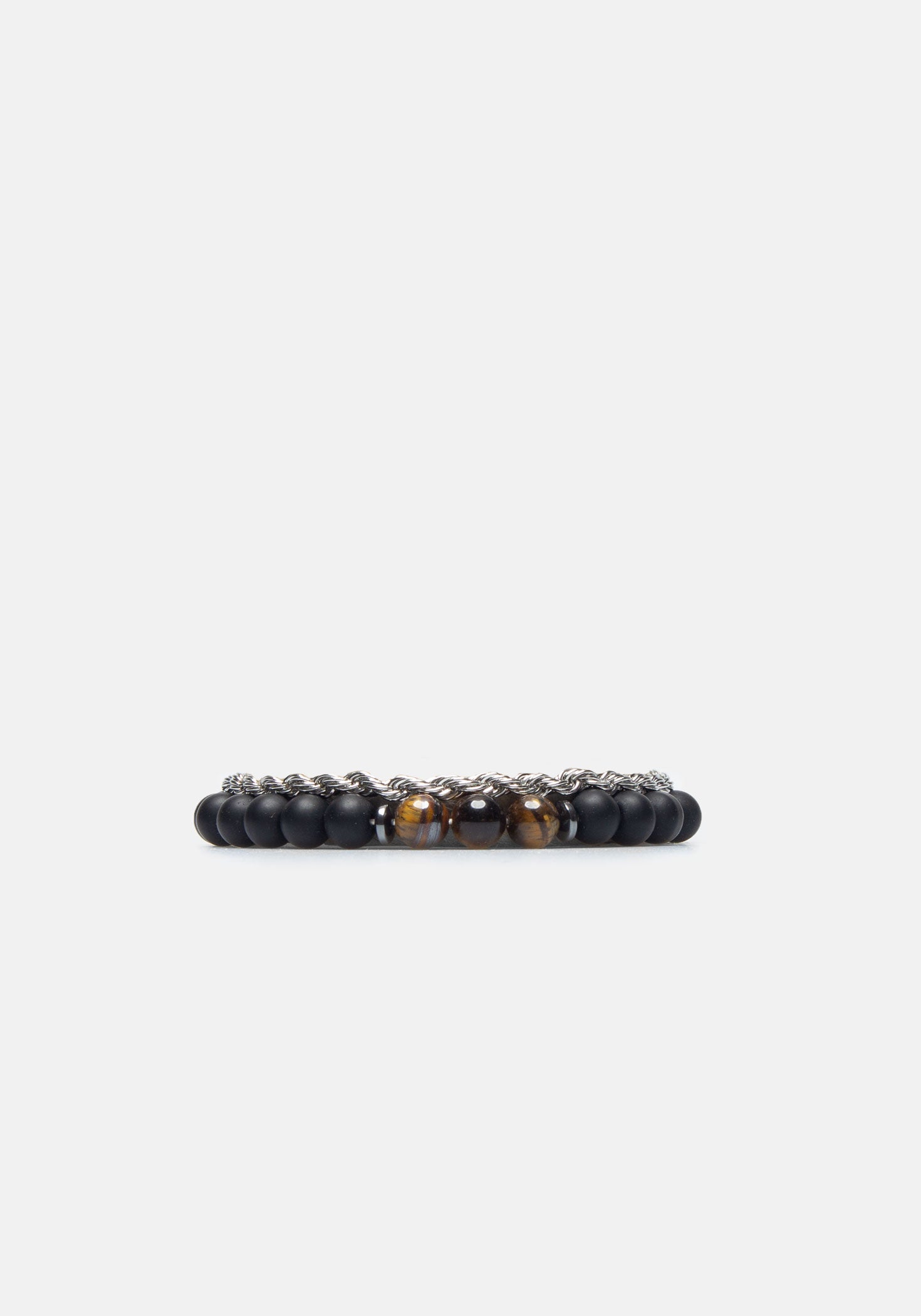 Set di bracciali in pietra e catena|Colore:Nero