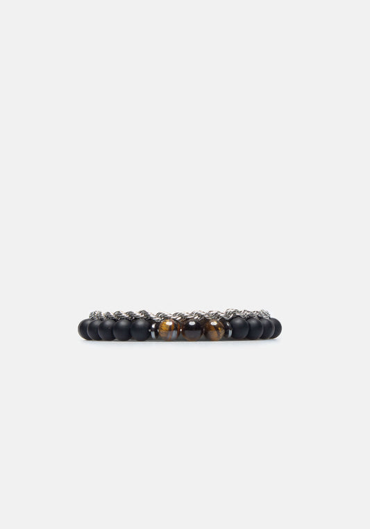 Set di bracciali in pietra e catena|Colore:Nero
