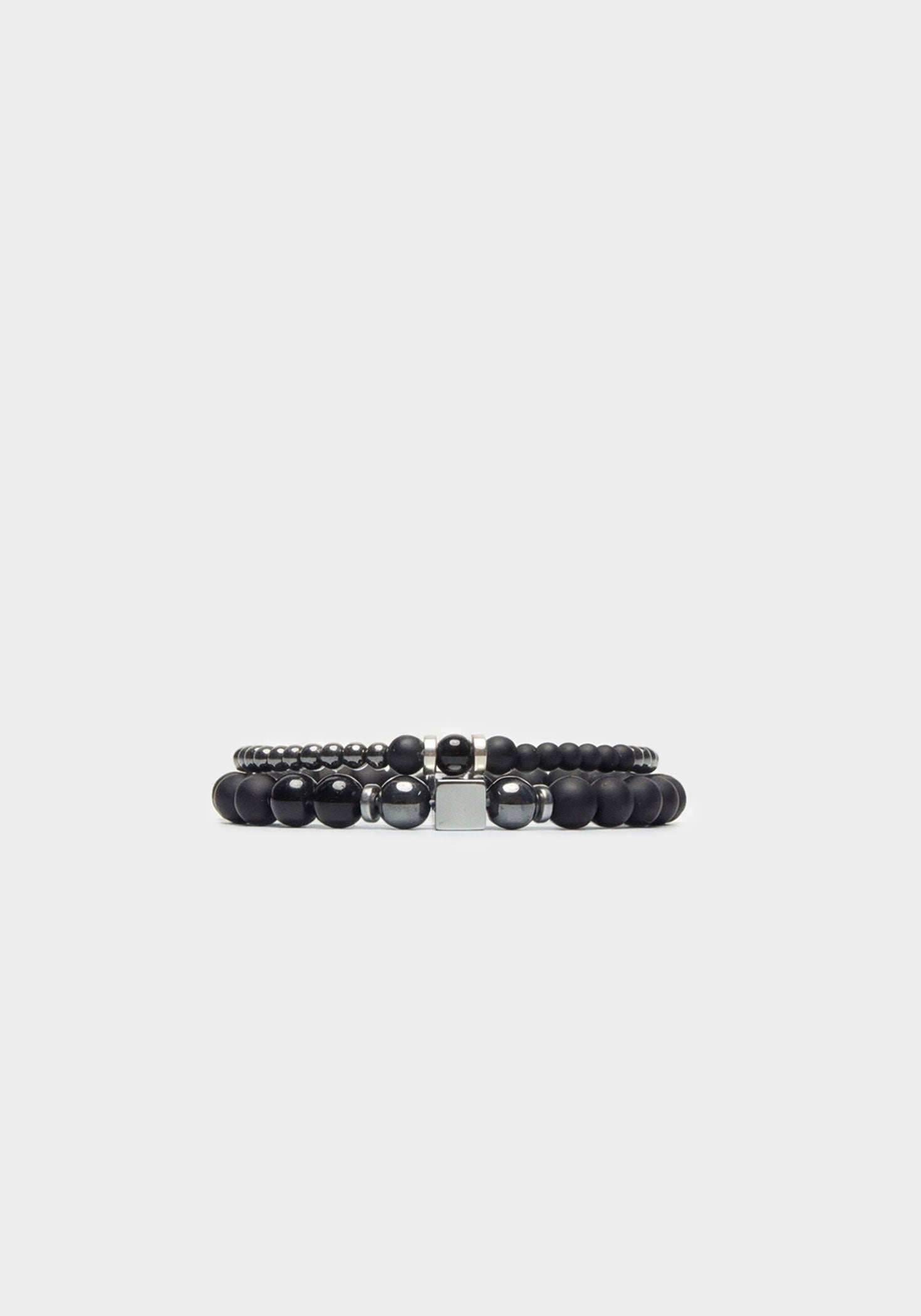 Set di bracciali in pietra|Colore:Nero