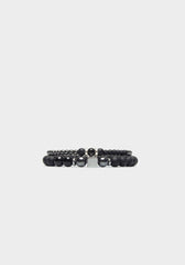 Set di bracciali in pietra|Colore:Nero