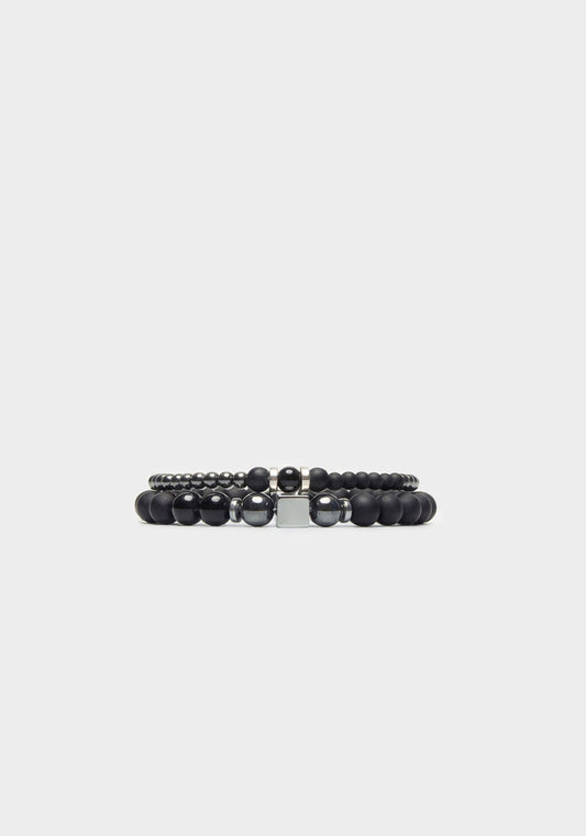 Set di bracciali in pietra|Colore:Nero