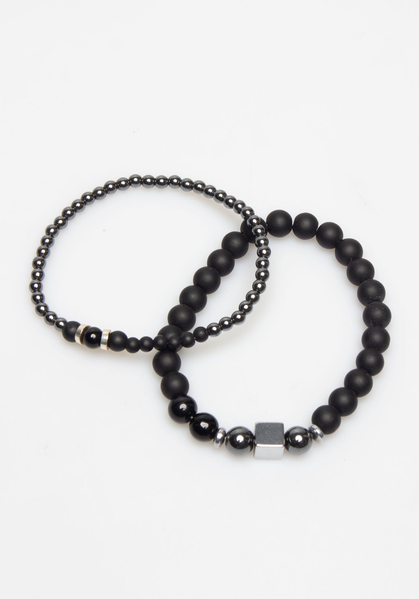 Set di bracciali in pietra|Colore:Nero