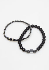Set di bracciali in pietra|Colore:Nero