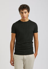 T-shirt viscosa a coste|Colore:Nero