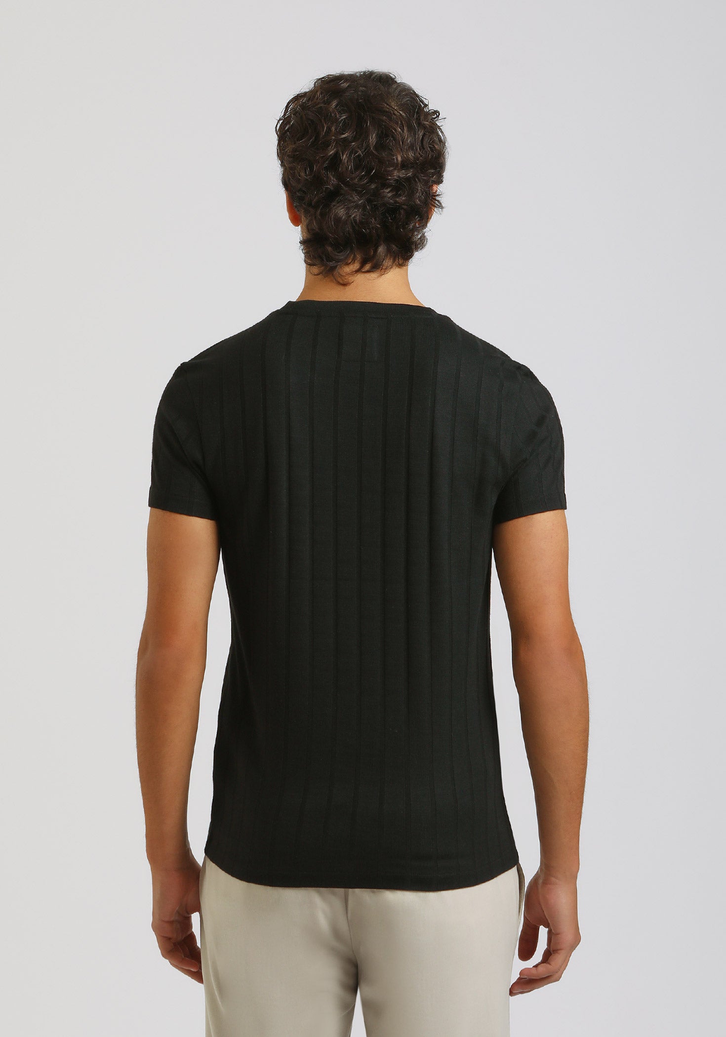 T-shirt viscosa a coste|Colore:Nero