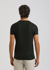 T-shirt viscosa a coste|Colore:Nero