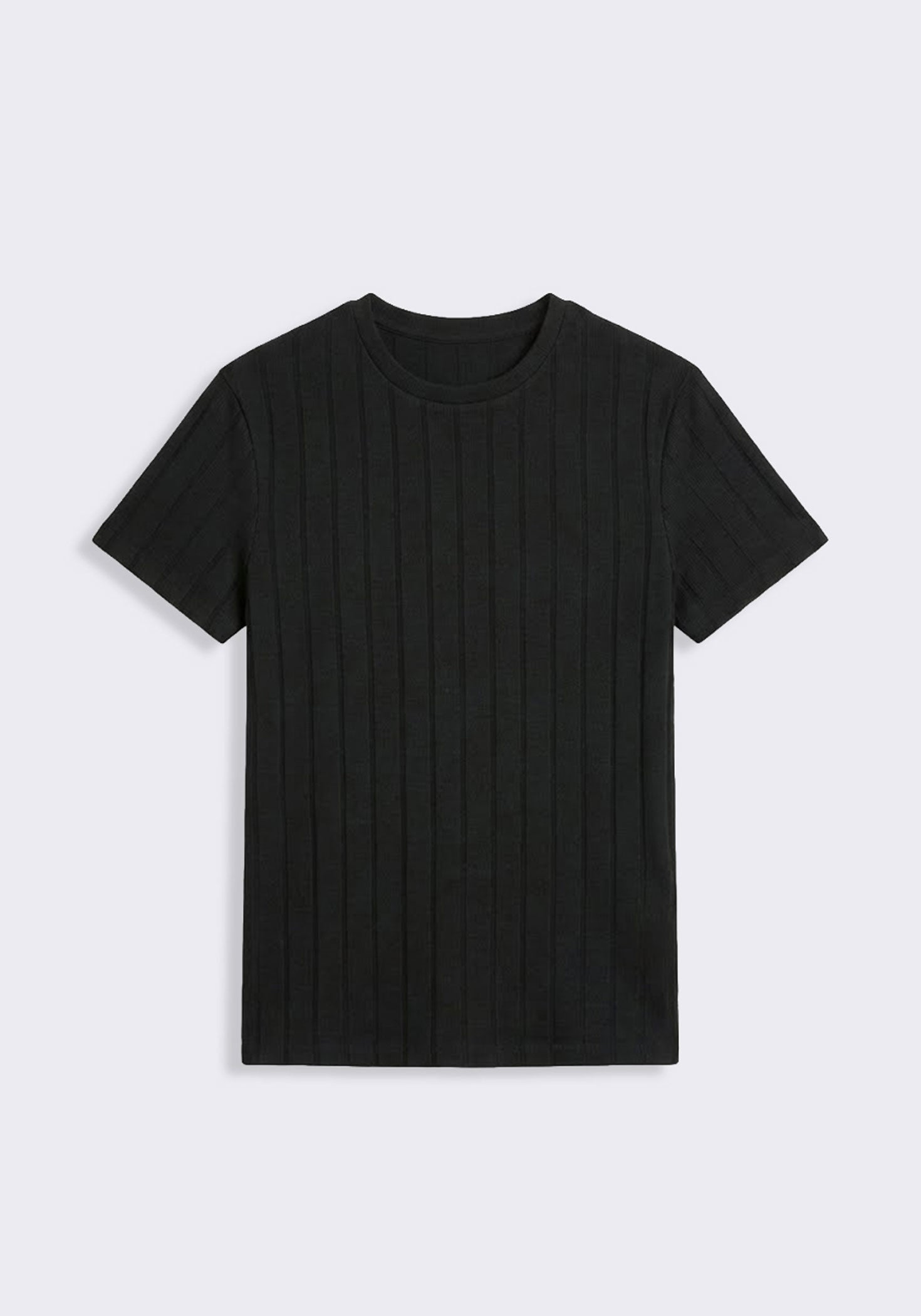 T-shirt viscosa a coste|Colore:Nero