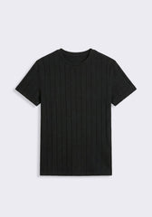 T-shirt viscosa a coste|Colore:Nero