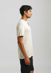 T-shirt con scollo a V|Colore:Beige melange
