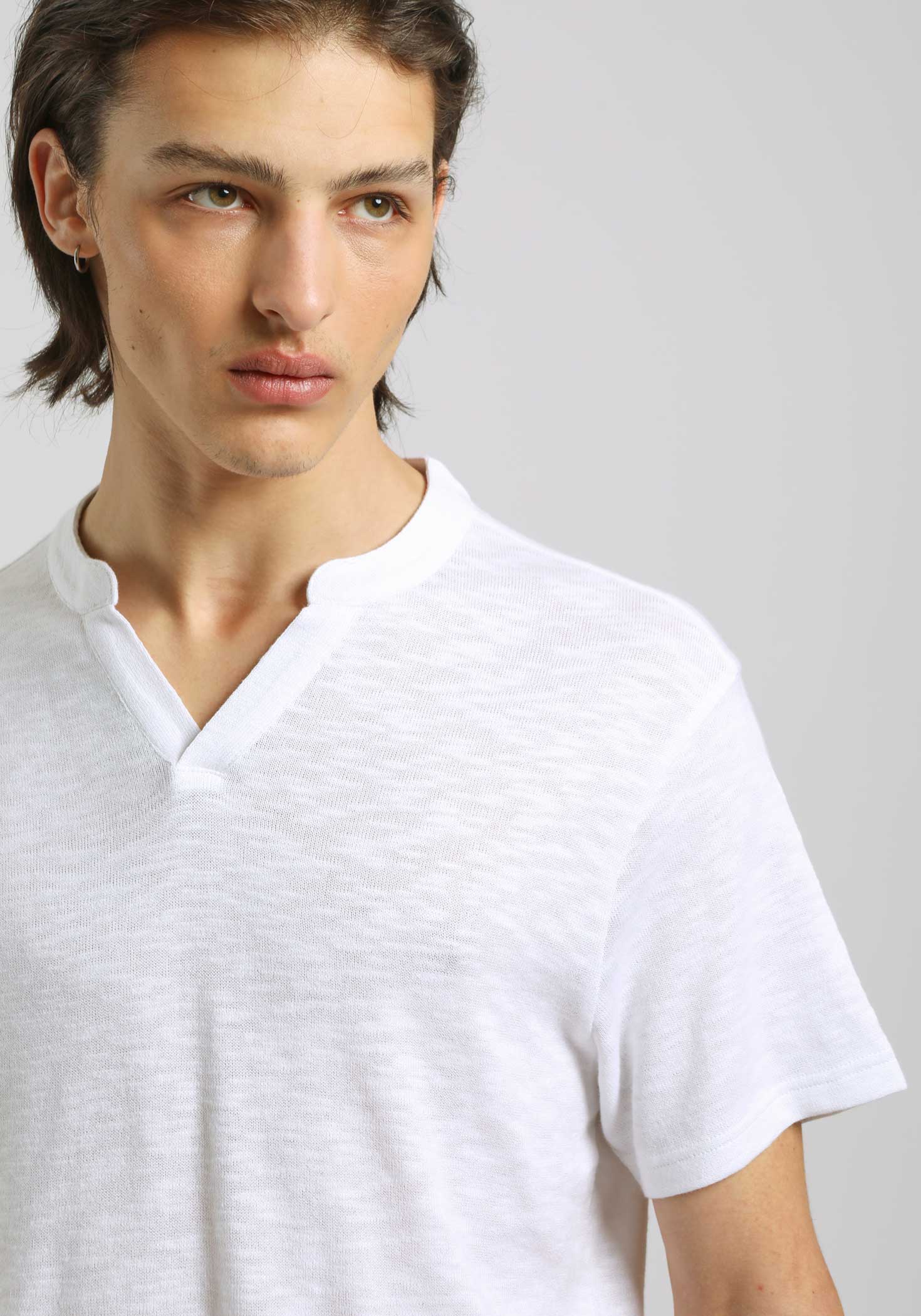 T-shirt con scollo a V|Colore:Bianco