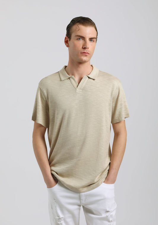 Polo effetto lino|Colore:Beige